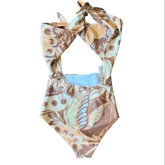 AMAZING!! Mara Hoffman Tropical 1-Piece Swimsuit XS 0-2 Cream Beige Earth Tones - Picture 3 of 4